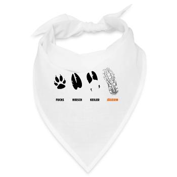 Fuchs, Reh, Keiler, Jägerin, Trittsiegel, Fährte - Bandana - Weiß - Vorne
