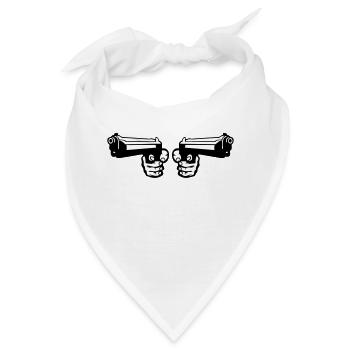 Waffe Revolver Pistole Doppelhand Waffe - Bandana - Weiß - Vorne