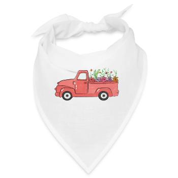 Floral Vintage Truck - Bandana - Weiß - Vorne