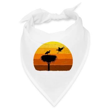 Storch, Horst, Störche, Sonnenuntergang Vogel Flug - Bandana - Weiß - Vorne
