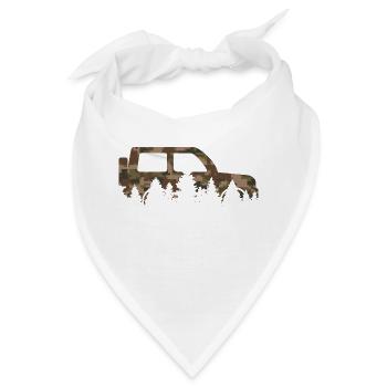 Geländewagen im Wald mit Camouflage - Bandana - Weiß - Vorne