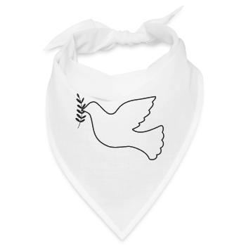 Friedenstaube mit Zweig - Bandana - Weiß - Vorne