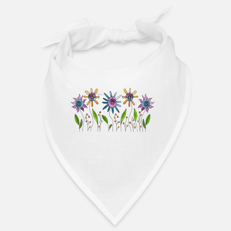Blumen - Bandana - Weiß
