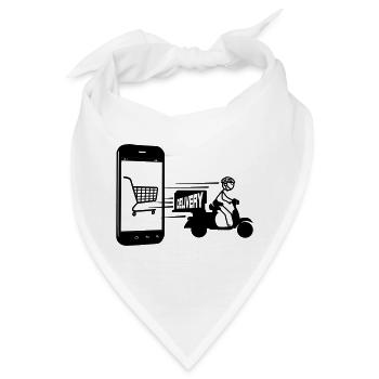 Online-Shopping und Lieferroller - Bandana - Weiß - Vorne