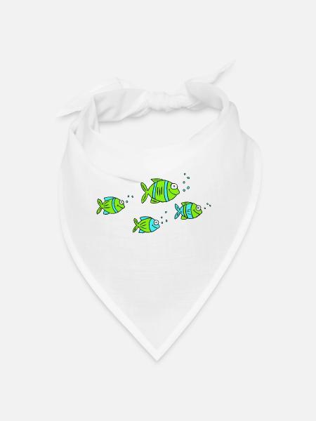 Fische Wasser Meer Graffiti Kinderzeichnung Natur - Bandana - Weiß - Vorne