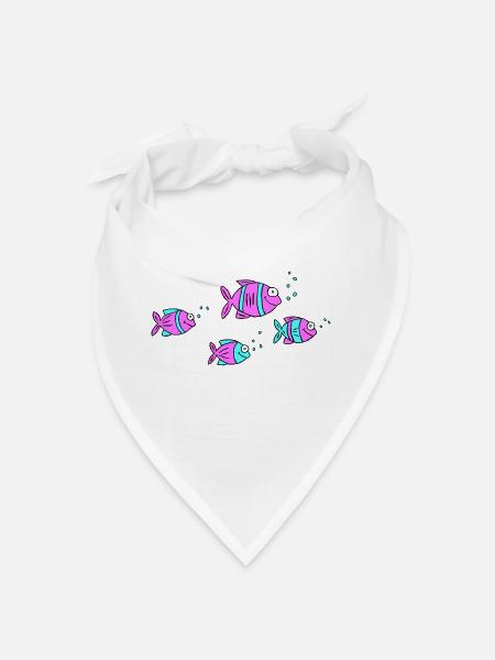 Poisson Cichlide Eau Mer Graffiti Dessin - Bandana - blanc - Devant