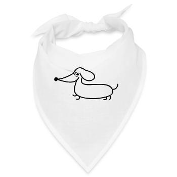 Dackel lustig linear - Bandana - Weiß - Vorne