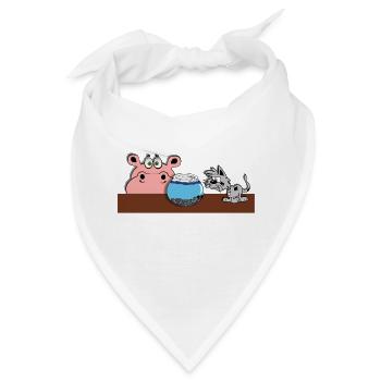 goldfisch fisch glas tier comic hippo katze kinder - Bandana - Weiß - Vorne