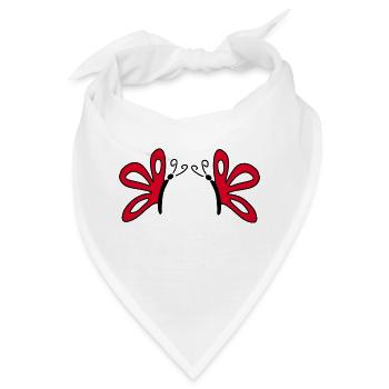 Rote Schmetterlinge Geschenk für sie  - Bandana - Weiß - Vorne