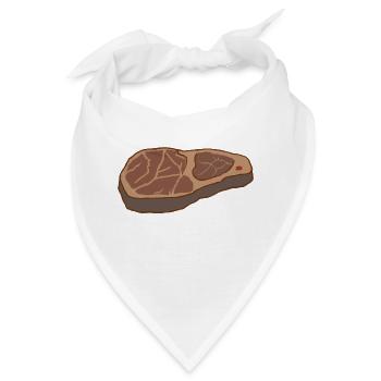 Steak Fleisch Rindfleisch Essen und Grillen - Bandana - Weiß - Vorne
