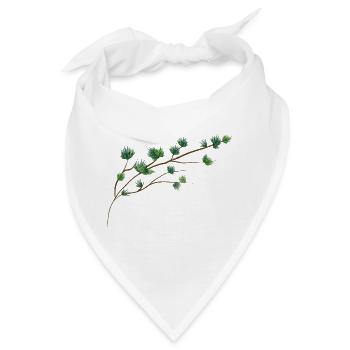 zart filigran gezeichneter Lärchenzweig - Bandana - Weiß - Vorne