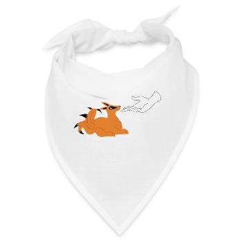 Fuchsgeist Kitsune und Hand mit Mondsymbol NaruSas - Bandana - Weiß - Vorne