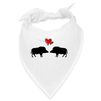 Wildschweine verliebt - Bandana - Weiß - Vorne