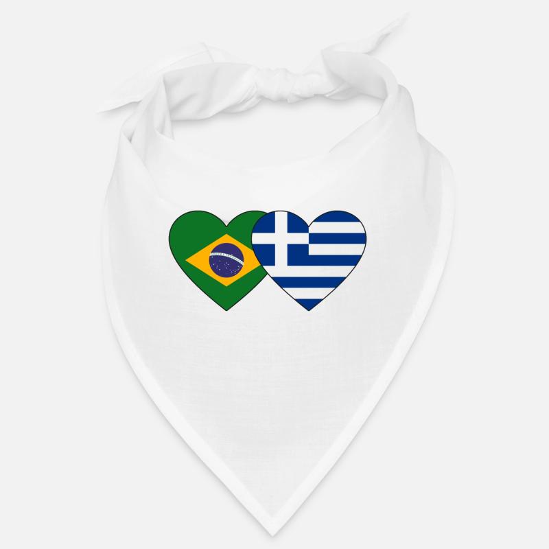 Brésil Grèce Drapeau Coeur Bandana