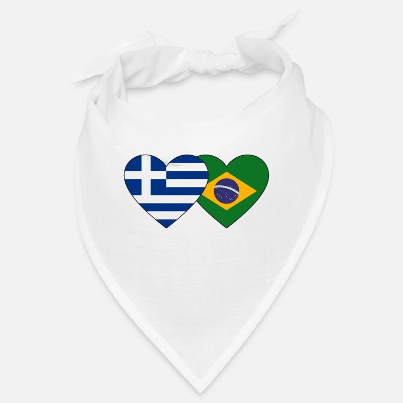 Grèce Brésil Flag Coeur Bandana
