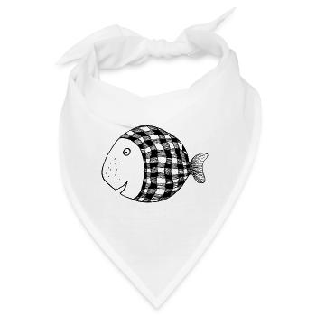 Dicker Fisch kariert - Bandana - Weiß - Vorne