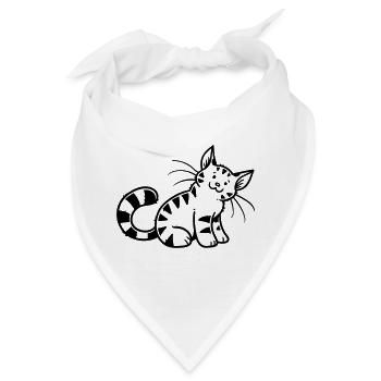Cartoon Kitten - Bandana - Weiß - Vorne