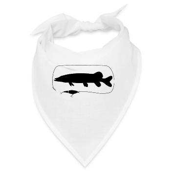 Hecht mit Wobbler - Bandana - Weiß - Vorne