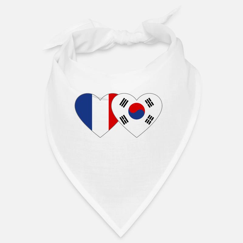 France Corée du Sud Drapeau Coeur Bandana