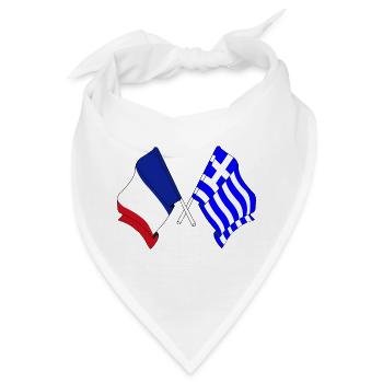 Flagge Frankreichs und Flagge Griechenlands - Bandana - Weiß - Vorne