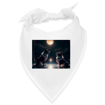 Mondschein-Hunde-Duett - Bandana - Weiß - Vorne