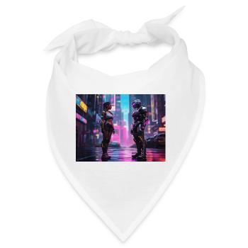 Neon Cyberpunk Begegnung - Bandana - Weiß - Vorne