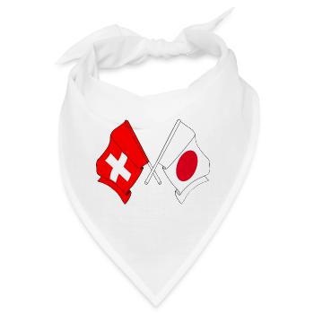 Flagge der Schweiz und Flagge Japans - Bandana - Weiß - Vorne