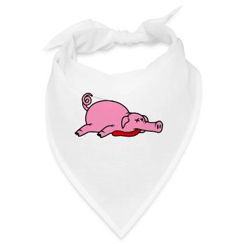 Bewusstloses Totes Schwein Grillen Essen Fleisch - Bandana - Weiß - Vorne