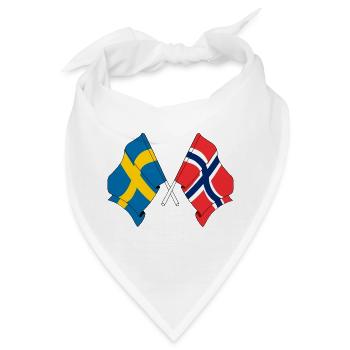 Flagge Schweden, Flagge Norwegen - Bandana - Weiß - Vorne