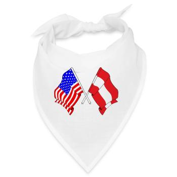 Flagge USA, Flagge Österreich - Bandana - Weiß - Vorne