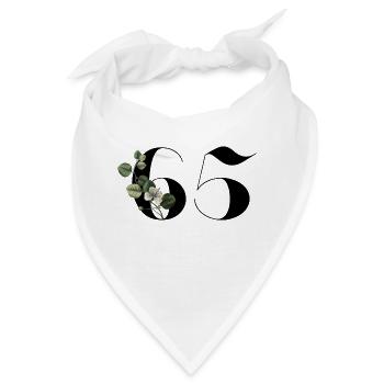 Nummer 65 Blumengrün - 65. Blumengeburtstag - Bandana - Weiß - Vorne