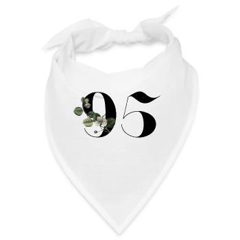Nummer 95 Blumengrün - 95. Blumengeburtstag - Bandana - Weiß - Vorne