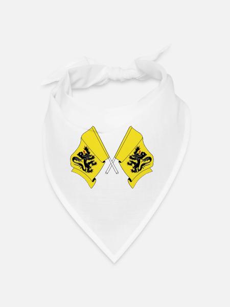 Two flags of Flanders Belgium - Bandana - white - Front