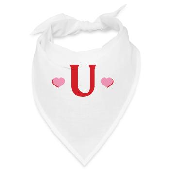 Buchstabe u Rote Herzen - Bandana - Weiß - Vorne