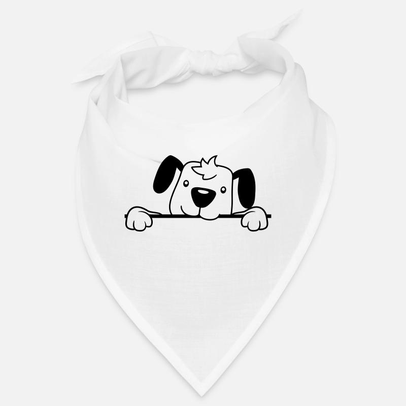 Hund Hinter Mauer Zaun Schild Guckt Glücklich Süß Bandana