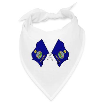 Zwei Flaggen durchquerten Kansas - Bandana - Weiß - Vorne
