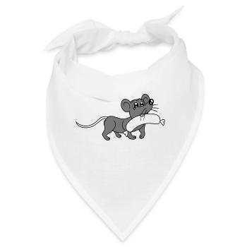 Maus großes Würstchen essen Hunger Wurst Grillen - Bandana - Weiß - Vorne