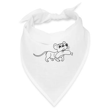 Maus großes Würstchen essen Hunger Wurst Grillen - Bandana - Weiß - Vorne