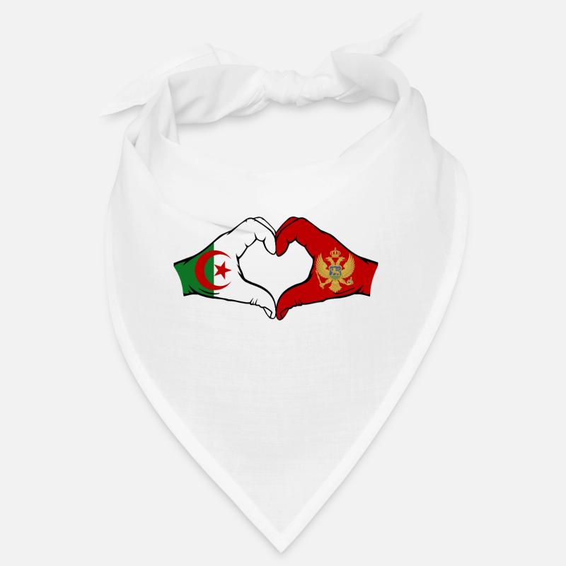 Algérie Monténégro Drapeau Mains Coeur Forme Bandana