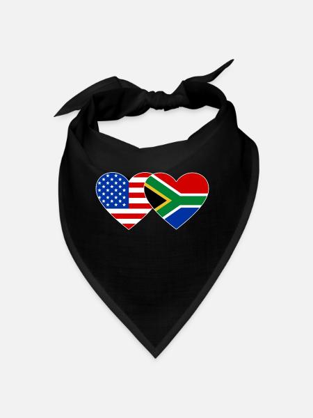 États-Unis, Afrique du Sud, drapeau, forme de coeur - Bandana - noir - Devant