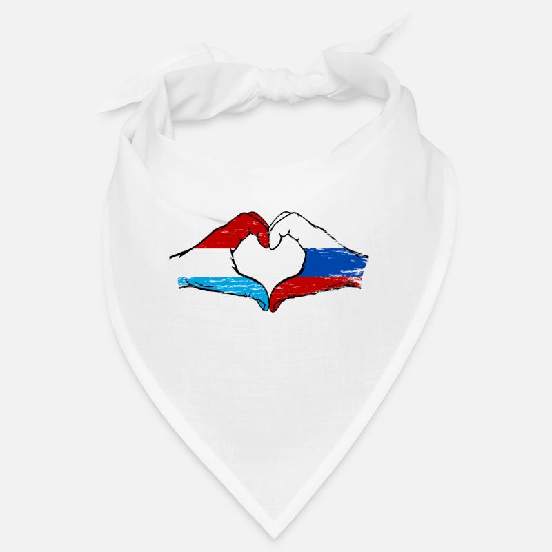 Luxembourg Russie drapeau mains forme coeur utilisé - Bandana - blanc