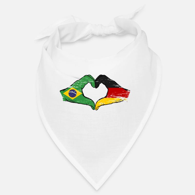 Brésil Allemagne Drapeau Main Forme Coeur Utilisé Bandana