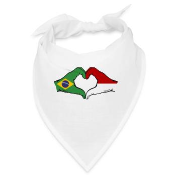 Brasilien Monaco Flagge Haende Herzform - Bandana - Weiß - Vorne
