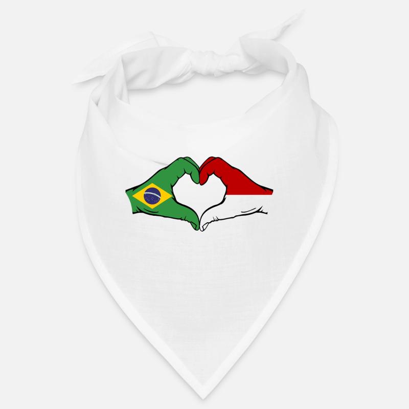 Brésil Monaco Drapeau Main Coeur Forme Bandana