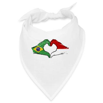 Brasilien Monaco Flagge Haende Herzform used - Bandana - Weiß - Vorne
