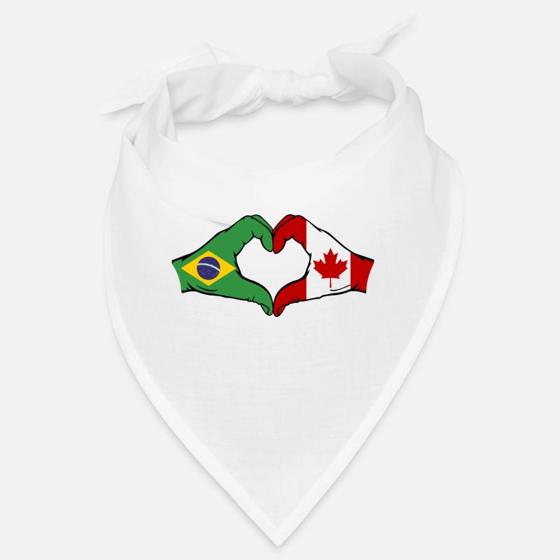 Brésil Canada Drapeau Mains Coeur Forme Bandana