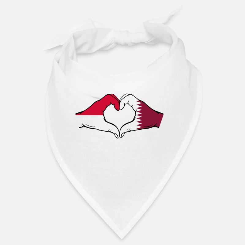Drapeau Monaco Qatar main forme coeur Bandana