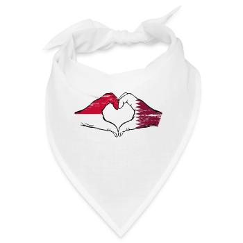 Monaco Katar Flagge Haende Herzform used - Bandana - Weiß - Vorne