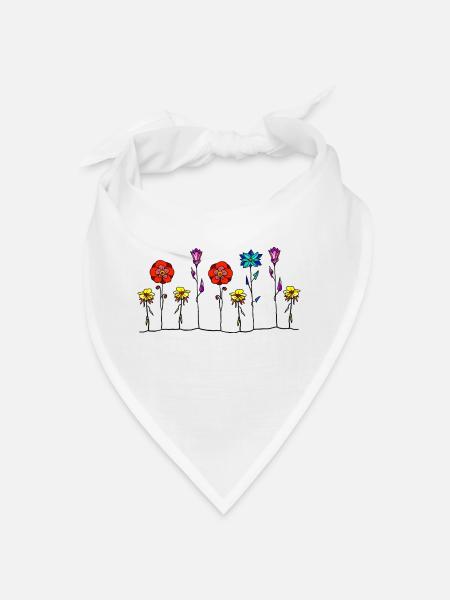 Blumen - Bandana - Weiß - Vorne