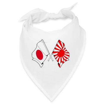 Gekreuzte japanische und aufgehende Flaggen - Bandana - Weiß - Vorne
